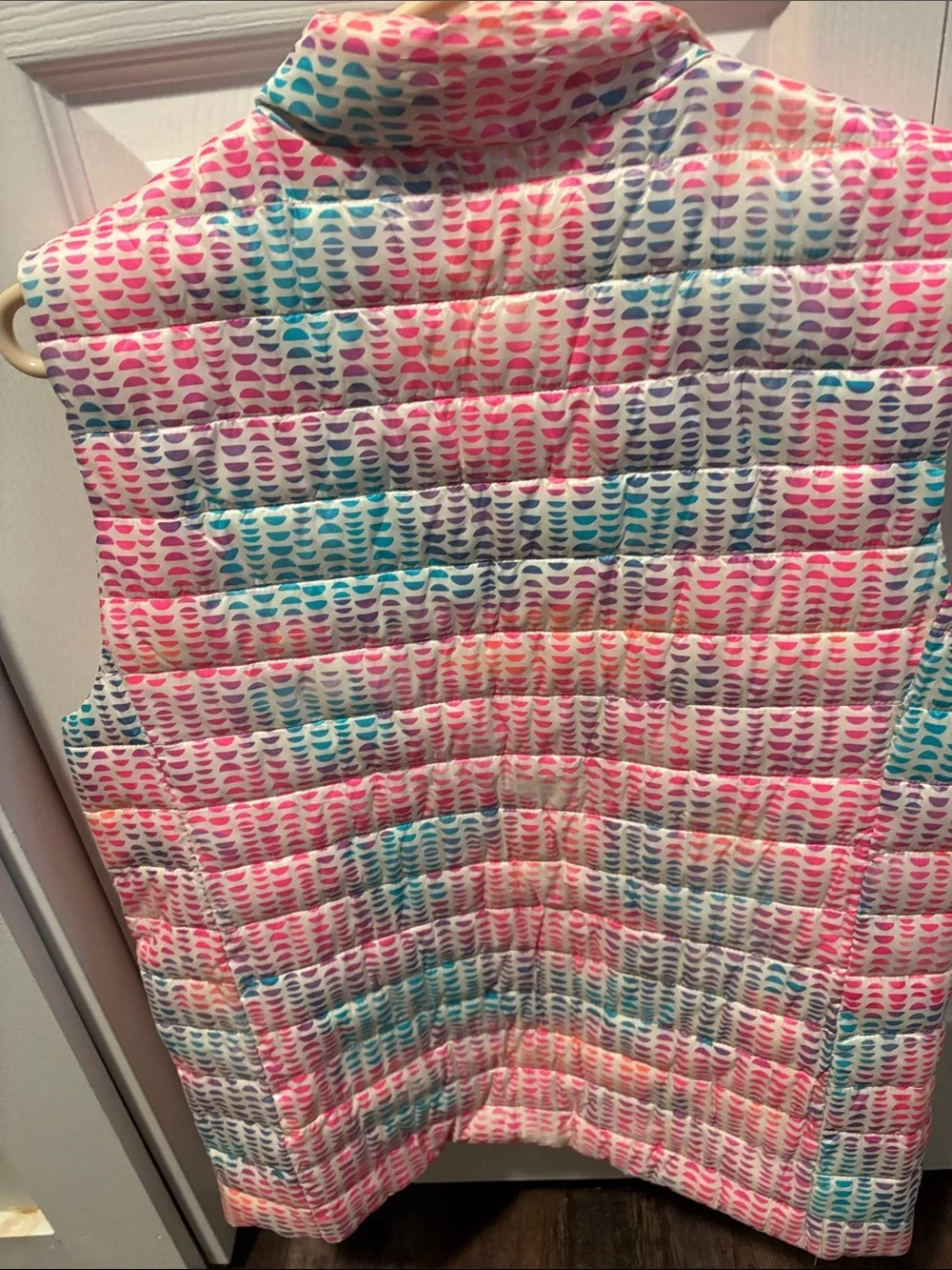 Lands' End Girls' Pink Multi-Color Quilted Puffer Vest